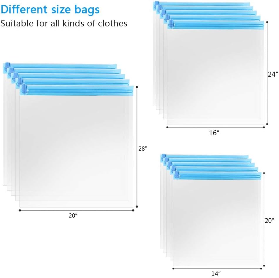 10 Pack Travel Space Saver Bags, Reusable Roll-Up Compression Storage Bags L13797
