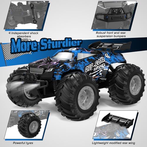 Remote Control Car, All-Terrain Truck for Boys, Rechargeable with LED, 2.4GHz H693