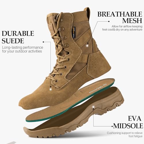 Men's Tactical Boots 8 Inches Lightweight Suede Leather Military Work Boot J951812