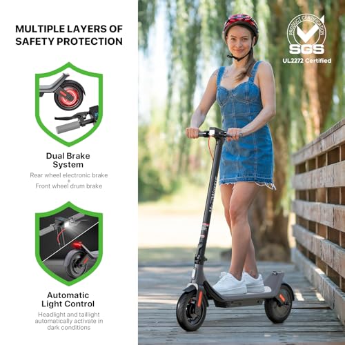 Electric Scooter for Adults, 10in Pneumatic Tires, 19 Miles Range U23992