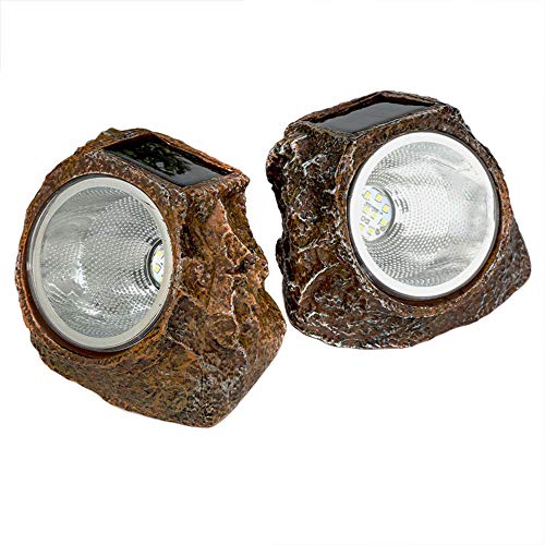 Solar Garden Rock Lights Outdoor, 2 Pack 10 LED Waterproof Solar Powered Rock Light， Outdoor Landscaping Spotlights, for Indoor and Outdoor Decoration