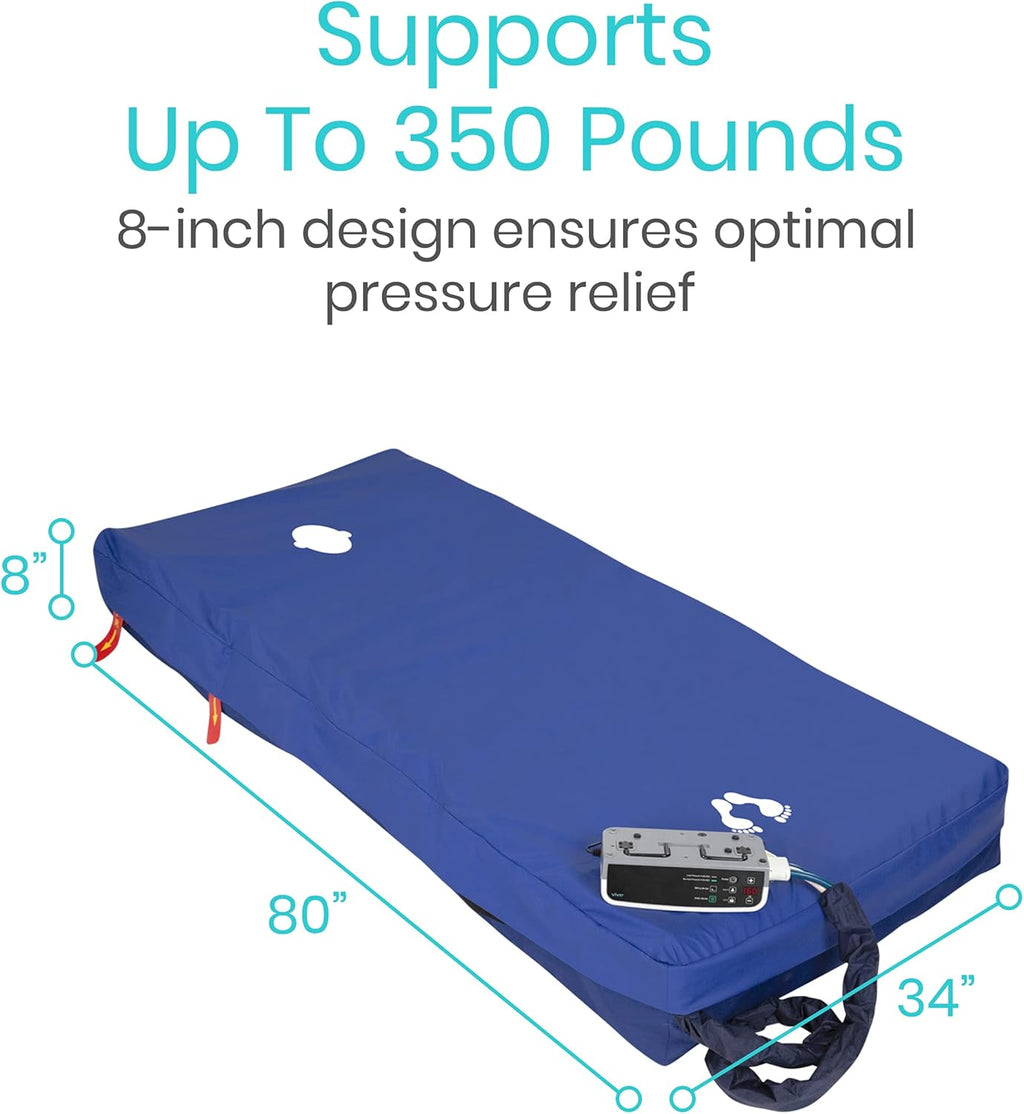 8" Alternating Pressure Mattress for Hospital Bed, Low Air Loss Topper S13870
