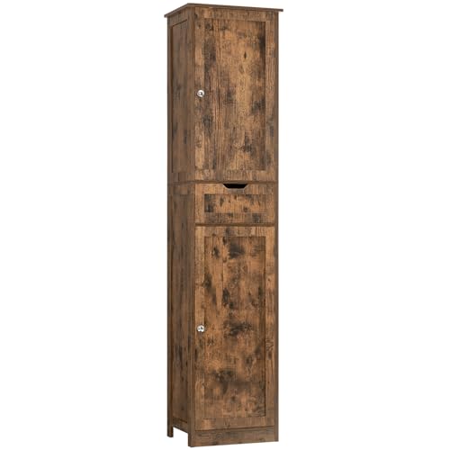 67" Tall Bathroom Cabinet with 2 Doors and 1 Drawer, Adjustable Shelves T930834