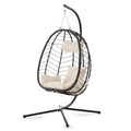 Outdoor Hanging Egg Chair with Stand and Cushion U91081