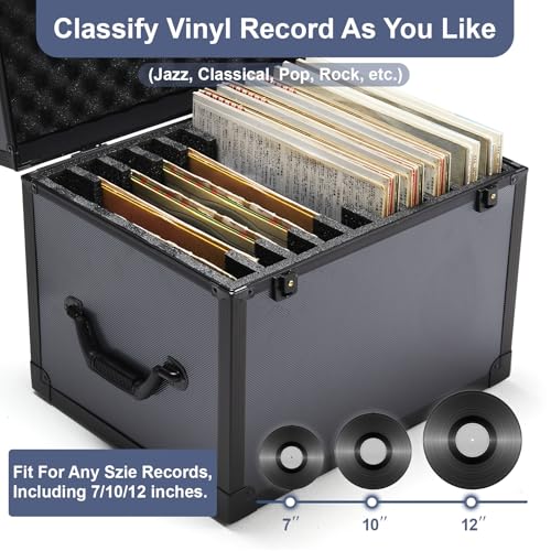 Vinyl Record Storage Case Box Holds 100 Records with Lid and Handles Z118