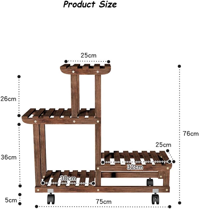 Multi-Layer Wooden Plant Stand with Wheels V3121
