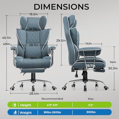 Gaming Chair with Lumbar Support and Footrest, PU Leather, Black E8234