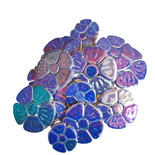 Iridescent Flower Ceramic Mosaic Tiles for DIY Crafts, 3 Sizes I246