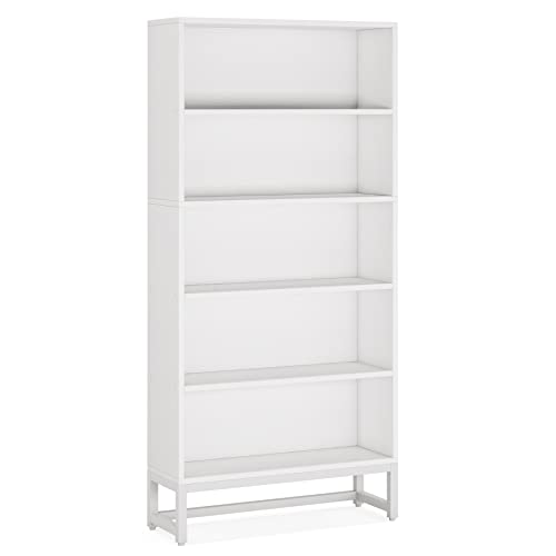 Tall Bookcase with LED Lights, 5-Tier Storage Shelves T8450