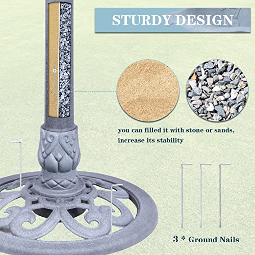Garden Birdbath Outdoor Decor, Antique Grey, Lightweight U304967