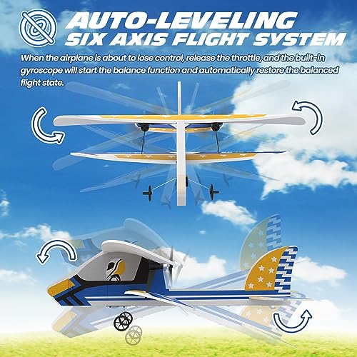 RC Plane Remote Control Airplane with 3 Batteries and 6-Axis Gyro Stabilizer for Beginners G9873