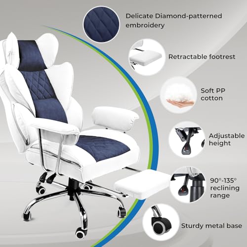 Gaming Chair with Lumbar Support and Footrest, PU Leather, Black E8234