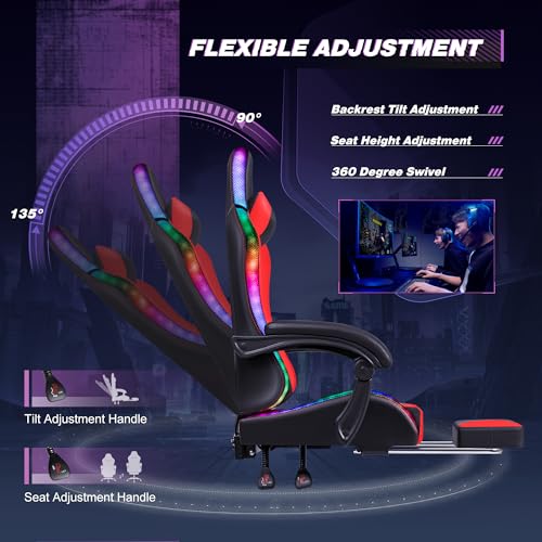 Gaming Chair with Footrest and Massage Lumbar Support J131131