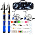 Telescopic Fishing Rod Reel Combo 2PCS 6.89FT Collapsible Fishing Pole Spinning Reel Lures Accessories with Fishing Bag Portable Fishing Rod Kit for Saltwater Freshwater Travel Fishermen Gift