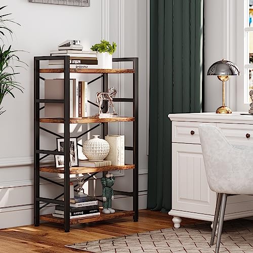 3 Tier Industrial Bookcase, Rustic Etagere Bookshelf for Living Room U5786