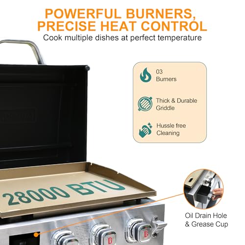 6-Burner Propane Gas Grill and Griddle Combo with Stainless Steel Lids F7495