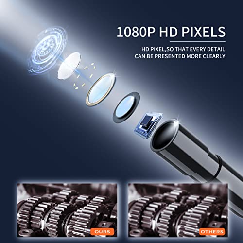 1080P HD Borescope with 8 Adjustable Lights, 16.4ft Semi-Rigid Snake Camera, IP67 Waterproof J638712