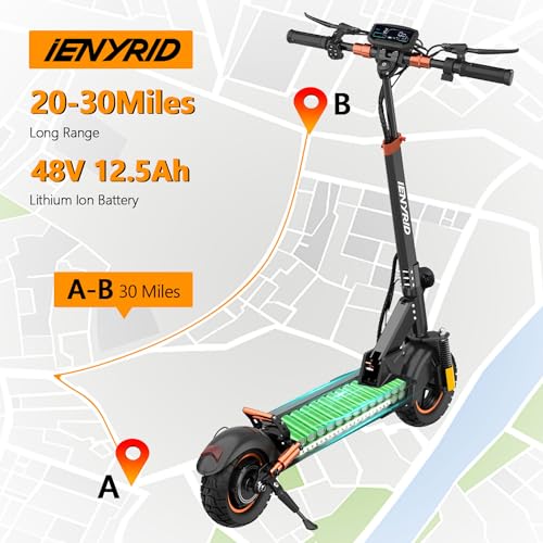 Electric Scooter for Adults with Seat, 10" Off Road Tires, 28-35MPH, Foldable S598796