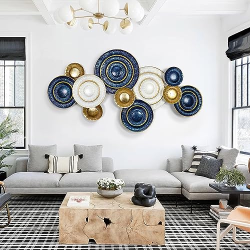 Metal Wall Art for Living Room, 3D Lotus Leaf Wall Decor, 50x26 Inches G502