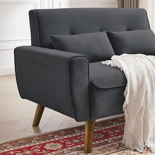 Mid Century Modern Loveseat Sofa with Wood Legs Z78752