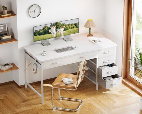 Computer Desk with 6 Drawers, 40 Inch Small Desk with Storage L2851