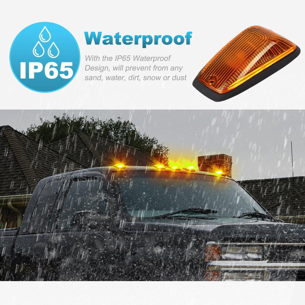 5X 264159AM T10 194 Amber LED Cab Marker Roof Running Lights with Wiring Pack for 1988-2002 Pickup Trucks T9754