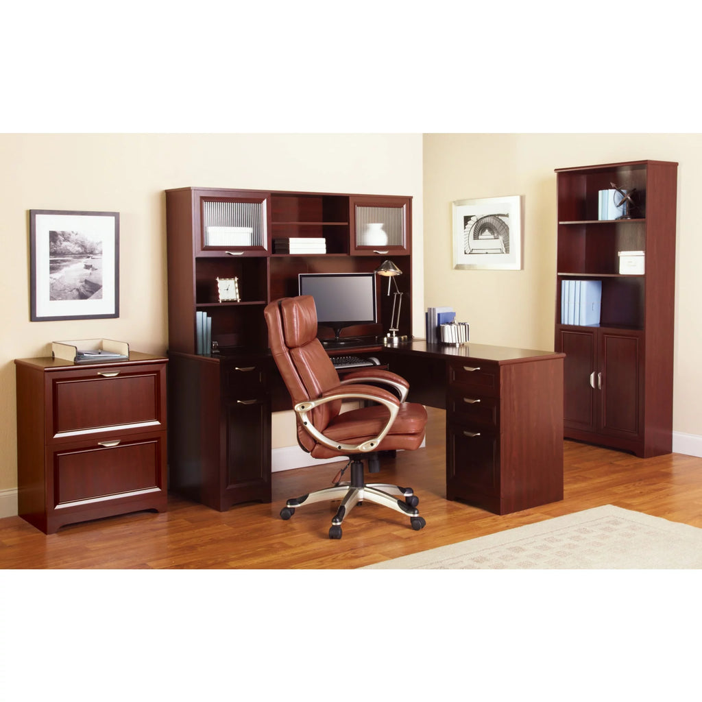 72" 5-Shelf Bookcase with Doors, Classic Cherry A1042