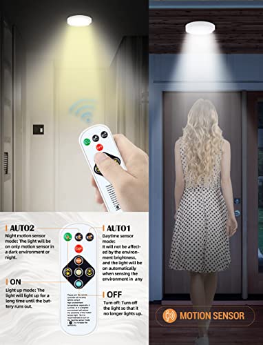 Motion Sensor Ceiling Light, 2 Pack Rechargeable LED, 3 Color Temperatures J333987