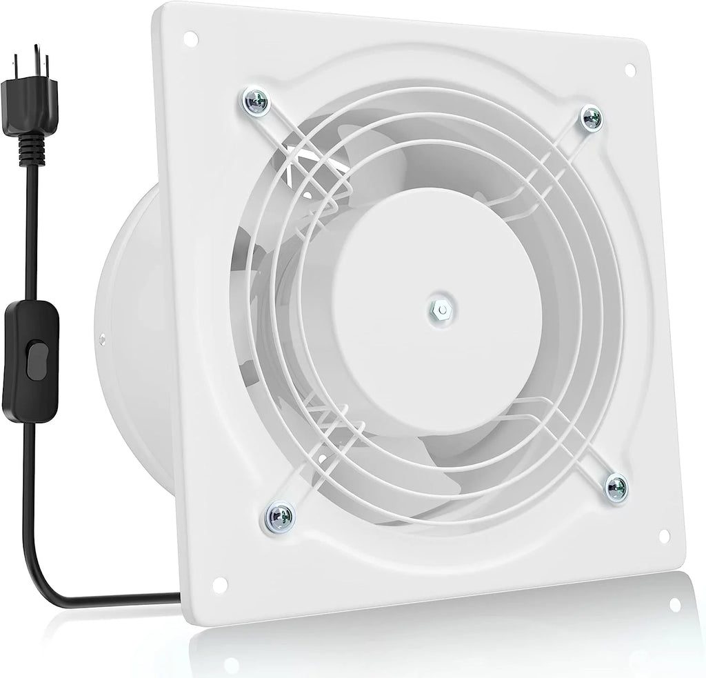 Hon&Guan 6 Inch Kitchen Exhaust Fan, 308CFM Powerful Through Wall Basement Exhaust Fan, Wall Mount Bathroom Extractor Fan for Garage, Window Ventilation, White