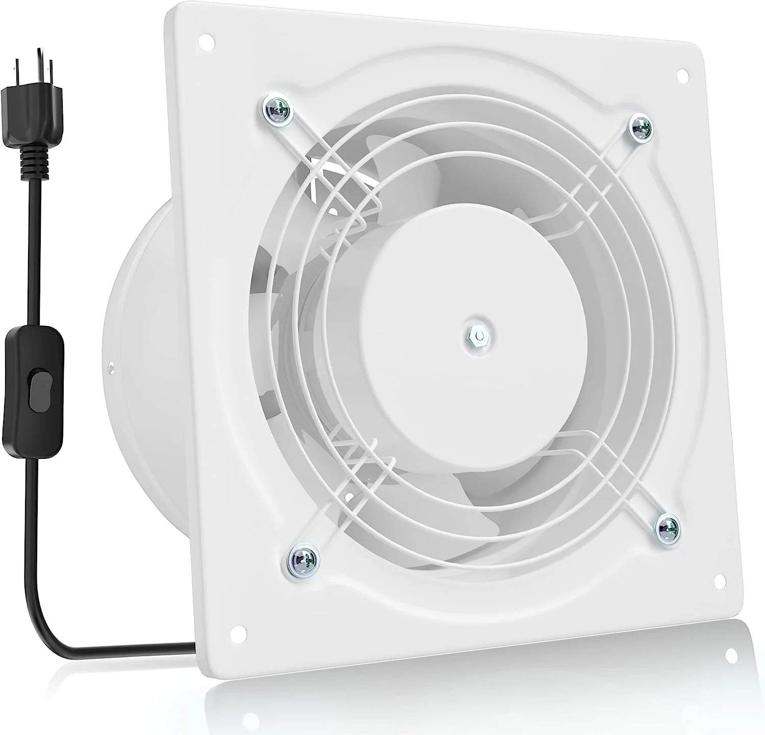 Hon&Guan 6 Inch Kitchen Exhaust Fan, 308CFM Powerful Through Wall Basement Exhaust Fan, Wall Mount Bathroom Extractor Fan for Garage, Window Ventilation, White