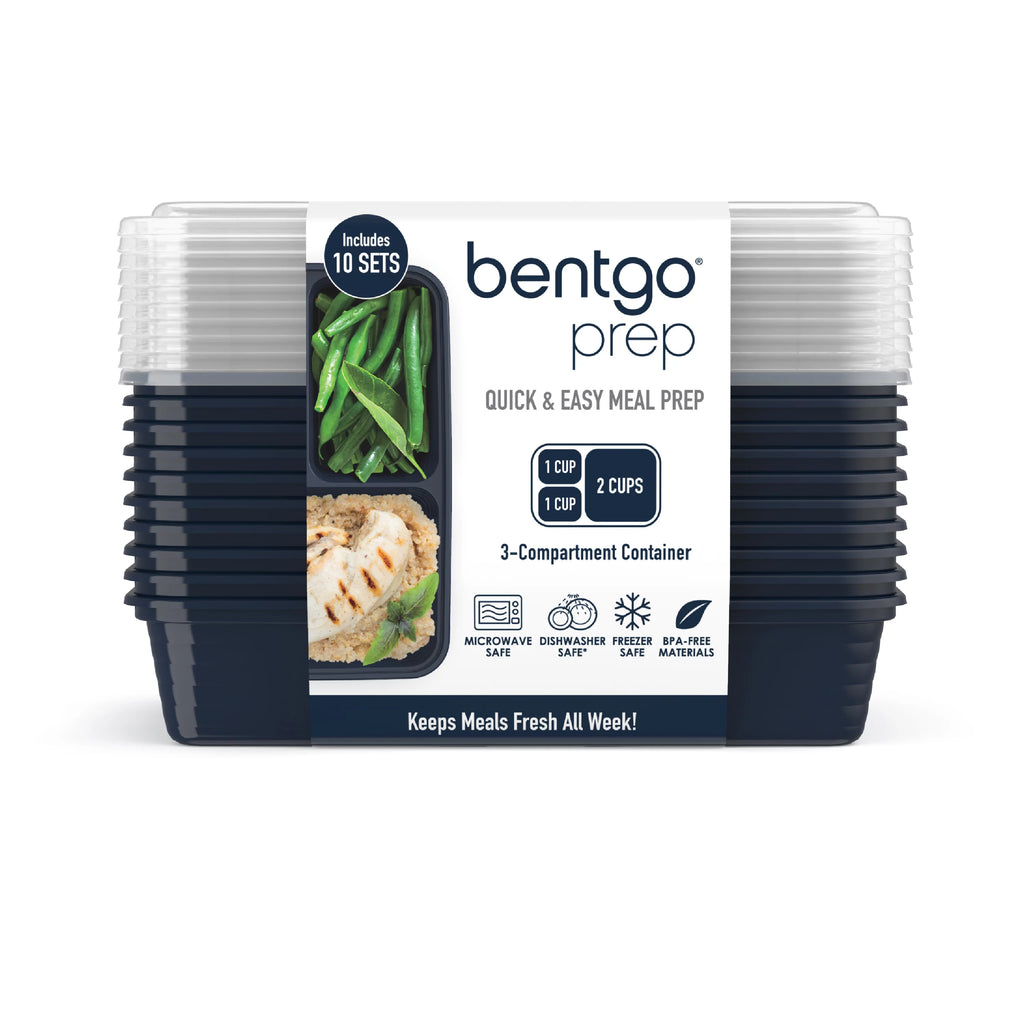 Meal-Prep Containers with Lids, Microwaveable, BPA-Free, Freezer & Dishwasher Safe, 10 Trays, Navy Blue X39829