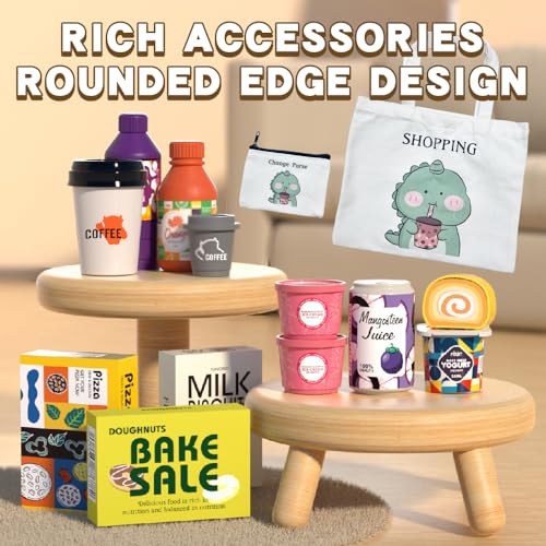 Cash Register Playset for Kids - 48PCS Pretend Play Money, Calculator, Scanner, Credit Card and Play Food S776931