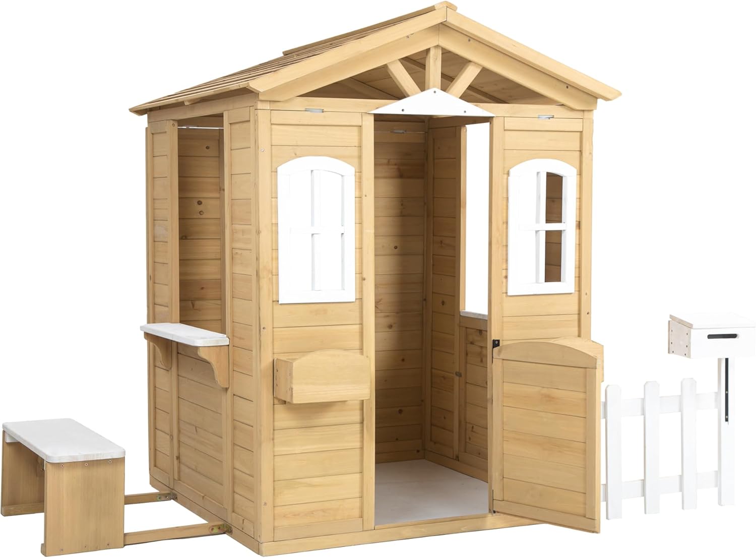Outdoor Wooden Playhouse for Kids Ages 4-8 S53680