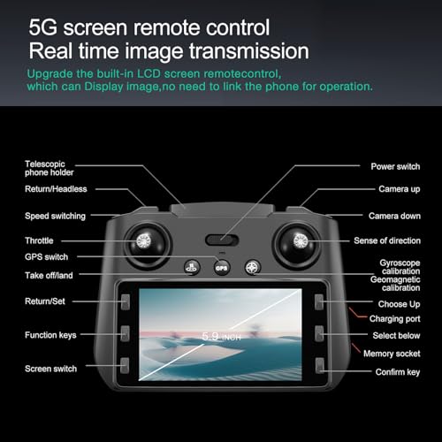 Drone with 4K Camera GPS, 5G Remote Controller, Obstacle Avoidance, 60 Mins Flight N45079