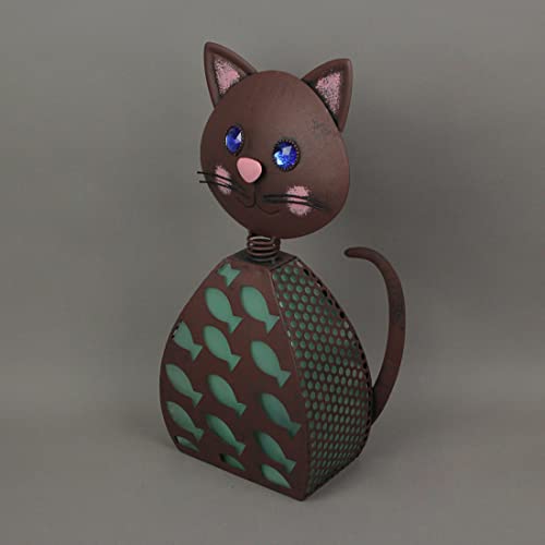 Green LED Solar Garden Cat Statue Light A750