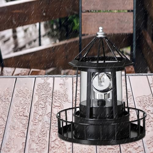 Solar Lighthouse Rotating Light, IP65 Waterproof for Patio Garden Decor H598474