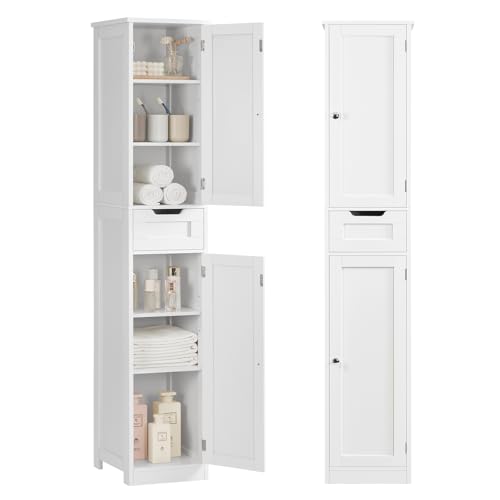 67" Tall Bathroom Cabinet with 2 Doors and 1 Drawer, Adjustable Shelves T930834