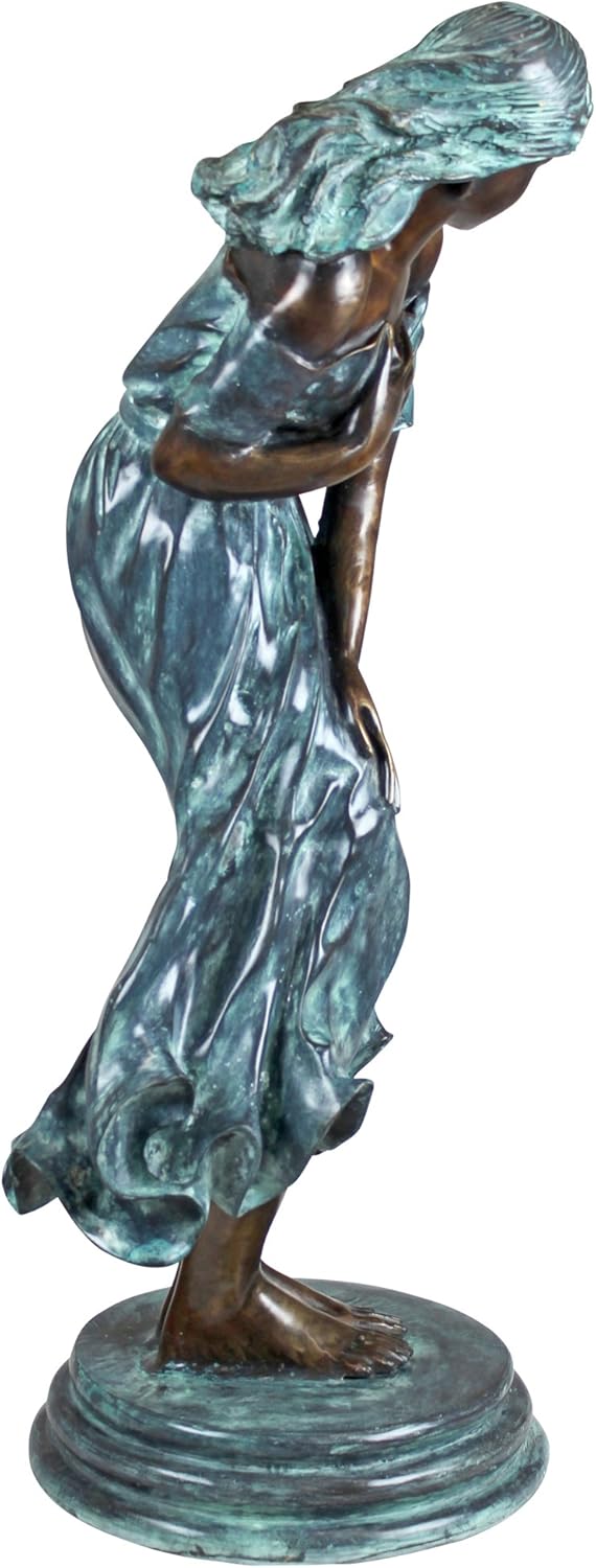 Windblown Maiden Cast Bronze Garden Statue L383