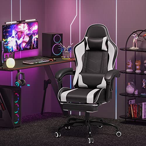 Gaming Chair with Footrest and Massage Lumbar Support J131131