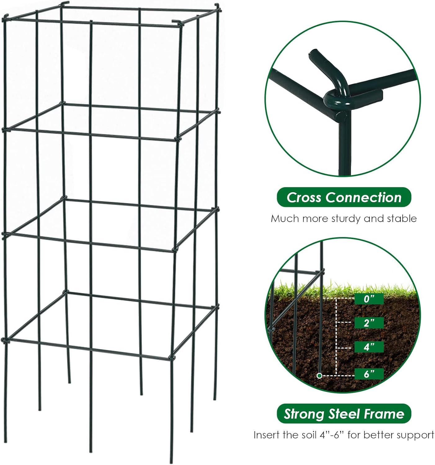 Folding Tomato Cages 39 Inches Tall, Plant Support for Garden Climbing Plants Z77589