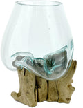 Terrarium Planter - Melted Glass Bowl Gamal Root Driftwood Hand Blown Sculpture Fish Candle Holder Air Succulent Plant Home Décor 7-8"