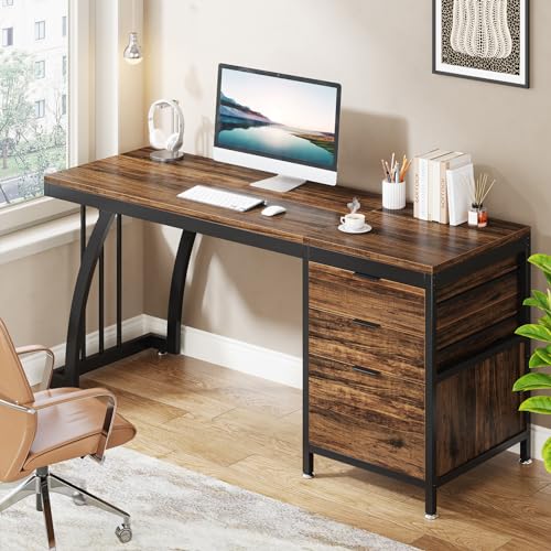 Computer Desk with 3 Drawers, 59-Inch Study Writing Table for Home Office E234