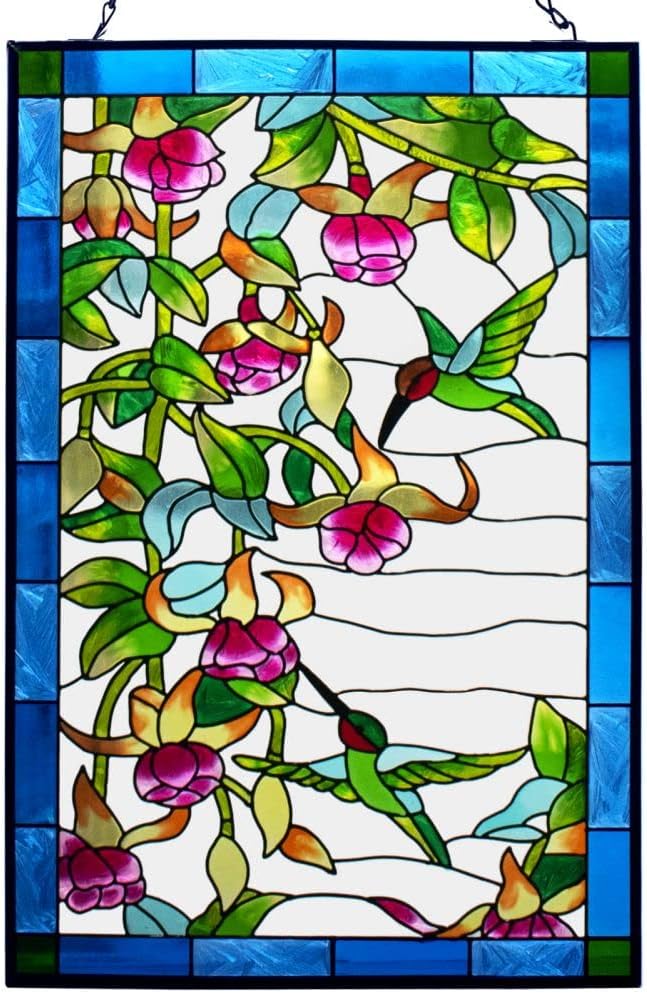 Stained Glass Hummingbird Window Suncatcher with Chain O2706