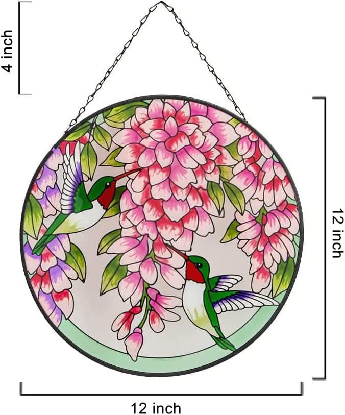 Stained Glass Hummingbird Window Suncatcher with Chain O2706