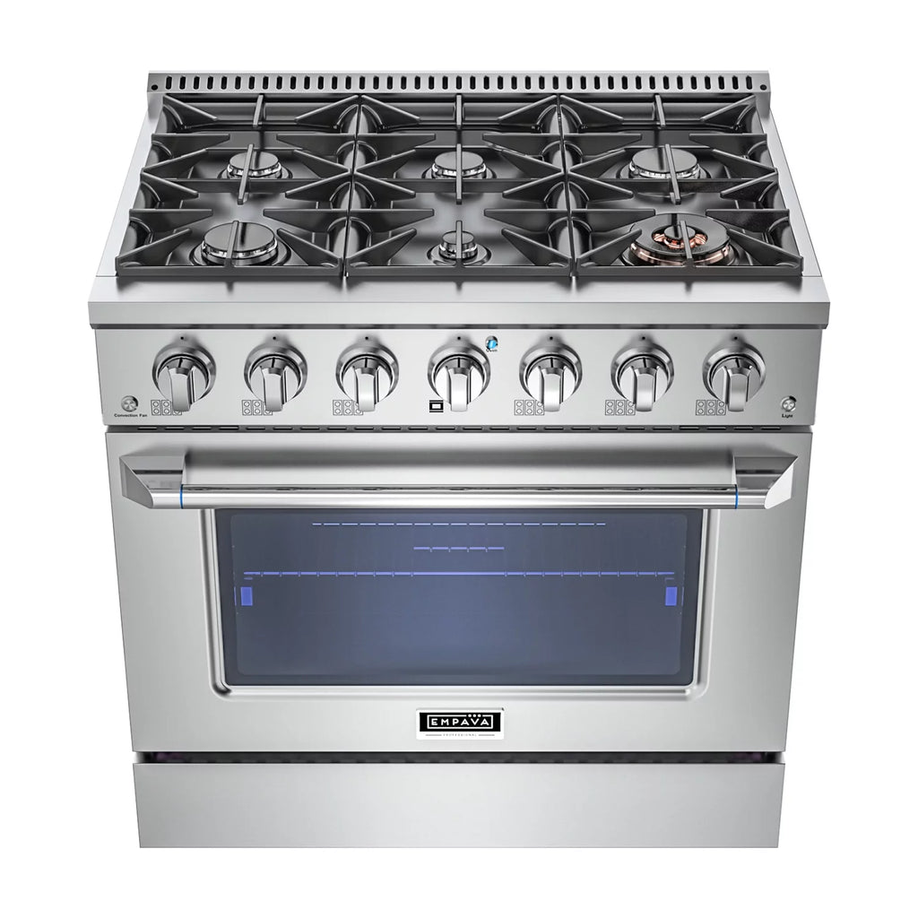 36 in. 5.2 cu. ft. Slide-In Single Oven Gas Range with 6 Sealed Burners, Stainless Steel K6199
