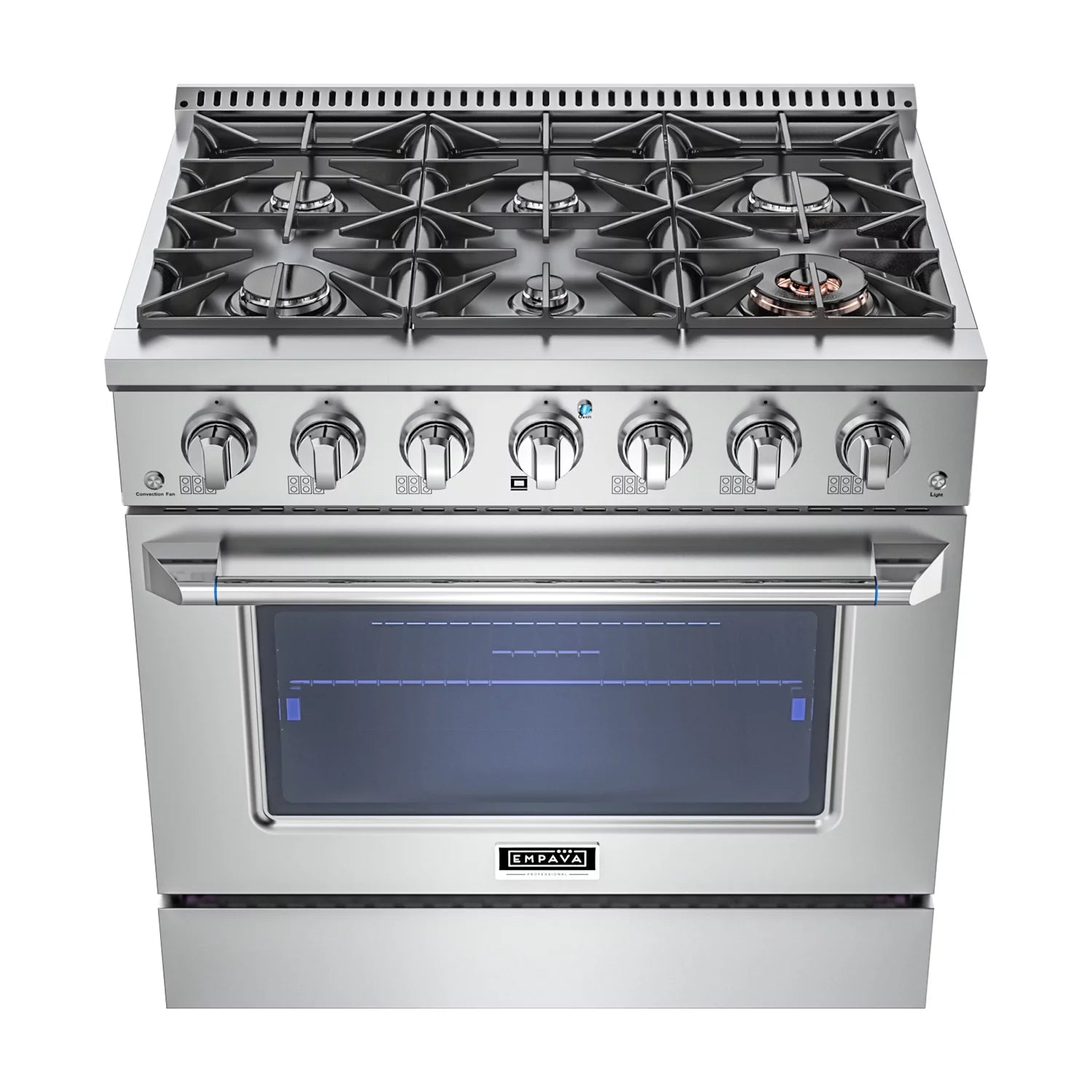 36 in. 5.2 cu. ft. Slide-In Single Oven Gas Range with 6 Sealed Burners, Stainless Steel K6199