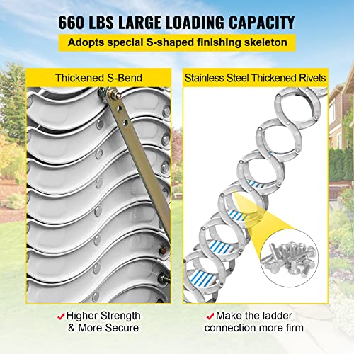 Attic Pull Down Stairs 12 Steps, Alloy Folding Access Ladder, 9.8 ft Height R43272