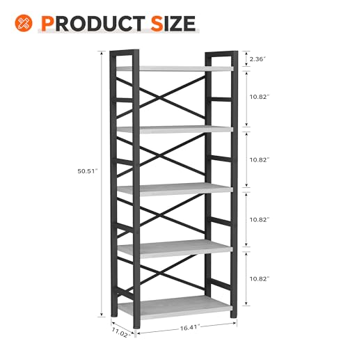3 Tier Industrial Bookcase, Rustic Etagere Bookshelf for Living Room U5786