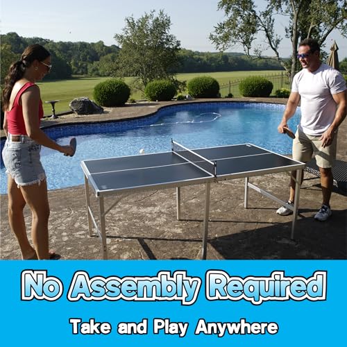 6 ft x 3 ft Portable Folding Ping Pong Table for Indoor Outdoor A180928