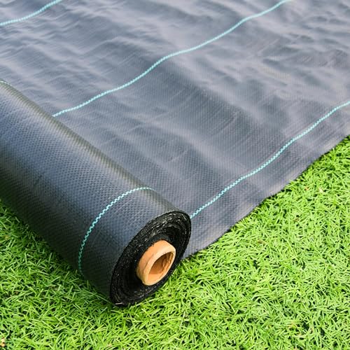 4ft x 300ft 3.5oz Black Weed Barrier Landscape Fabric, Dual-Layer Heavy-Duty for Garden Weed Control C3893